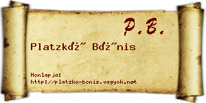 Platzkó Bónis névjegykártya
